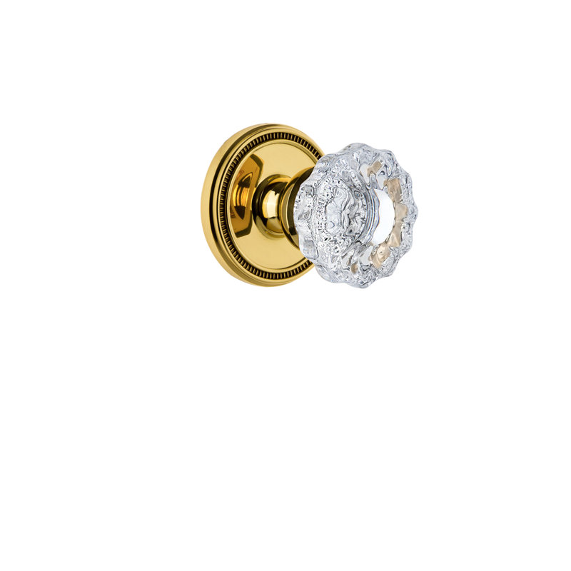 Poignée de porte Rosette Grandage Soleil, Laiton poli, 2 3/4"