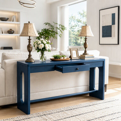 Console en bois de style U avec tiroir et pattes ovales découpés