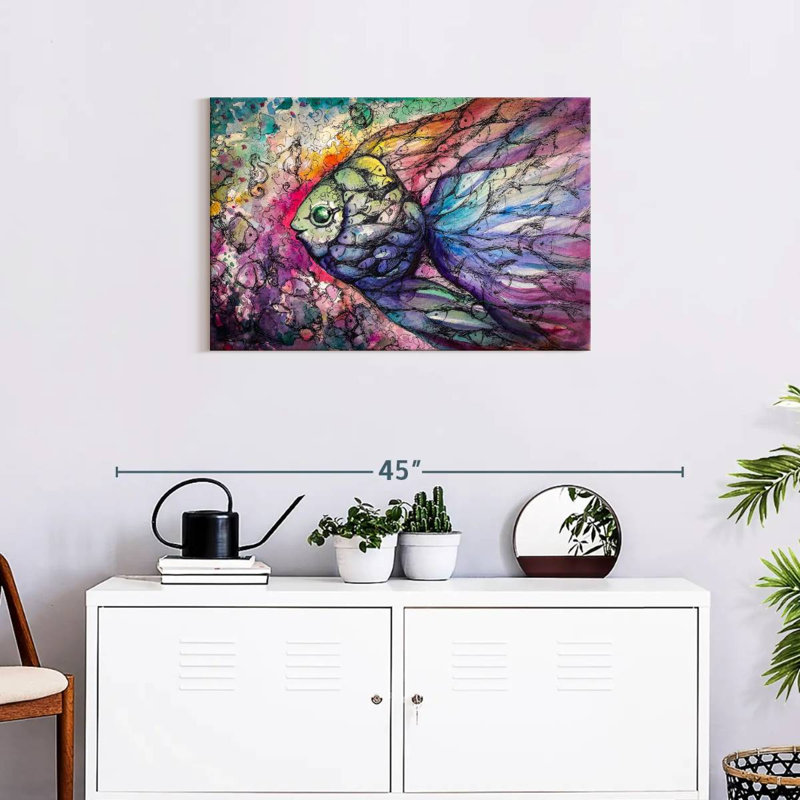 Brampt Abstract Rainbow Fish, 20'' H x 30'' W