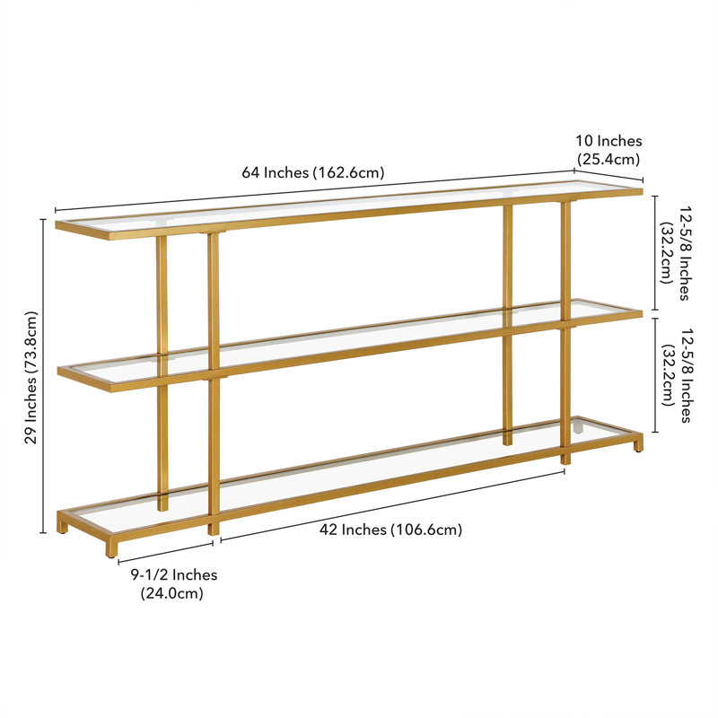 Greenwich Console Table, Brass, 29" H x 64" W x 10" D