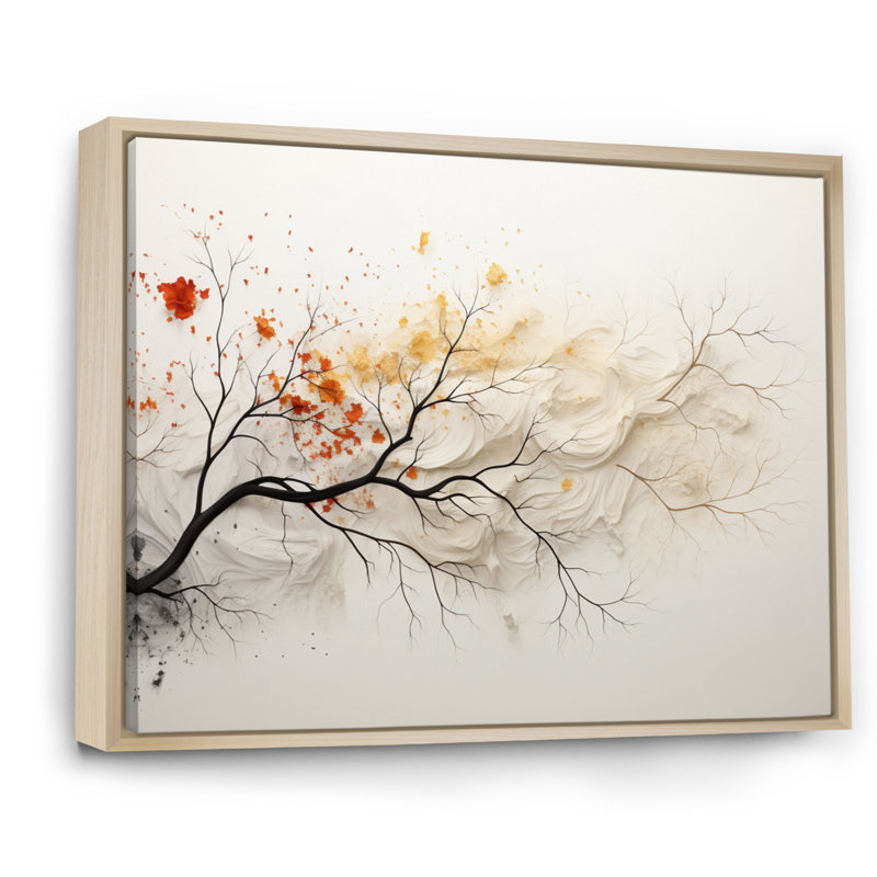 " White And Yellow Tree Whispering Willows ", 34" H x 44" W x 1.5" D, Natural