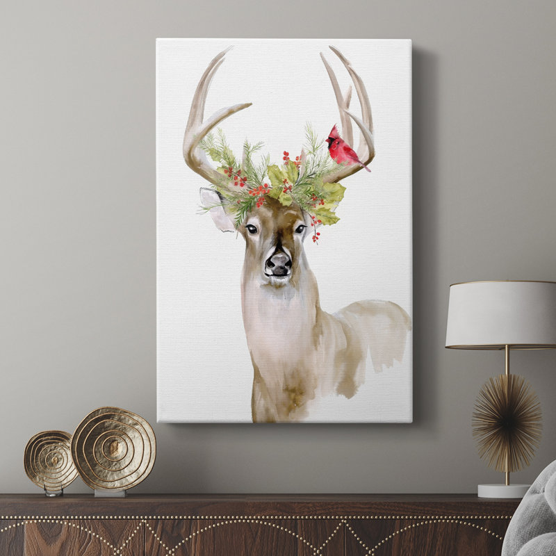 Holiday Deer I - galerie sur mesure, H 12 po x l 8 po