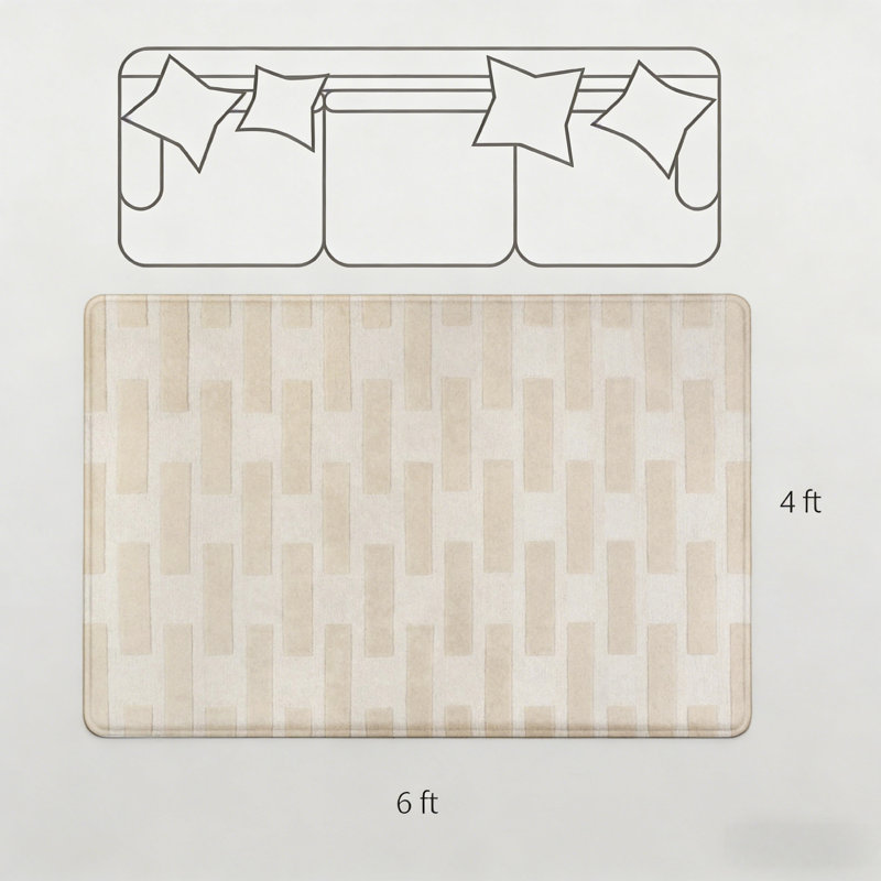 Soft Flannel Large Rug Anti-Slip Backing Checkered Brown Beige Pattern Design Absorbent Floor Carpet for Home Bedroom Living Room Bathroom Decor