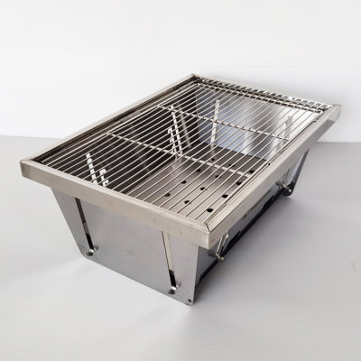 14""W x 6"" H Outdoor Camping Portable Stainless BBQ Grill and Small Folding Charcoal Fire Pit -  Arlmont & Co., C33E5604AD6F483983550A519C4CBE54
