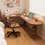 Bureau brun en bois massif en forme de L-1479493622-1479493620