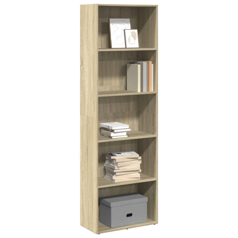 Analuisa Bookcase, (4 Shelves) 189cm H x 60cm W x 30cm D, Sonoma Oak