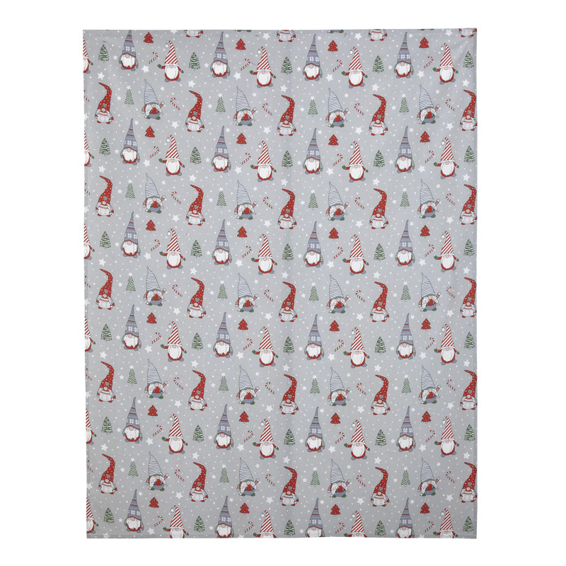 Christmas Gnomes Cotton Table Cloth Grey/ Red, 132cm W x 178cm L
