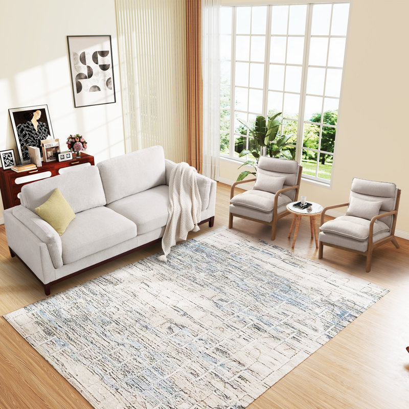 Ensemble de salon 3 pièces avec canapé rembourré moderne en lin de 79,1 po et coussin lombaire, Beige