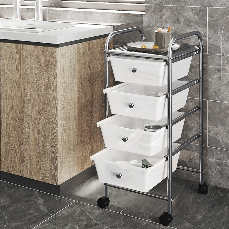4 Drawer Storage Drawer with Locking Wheels