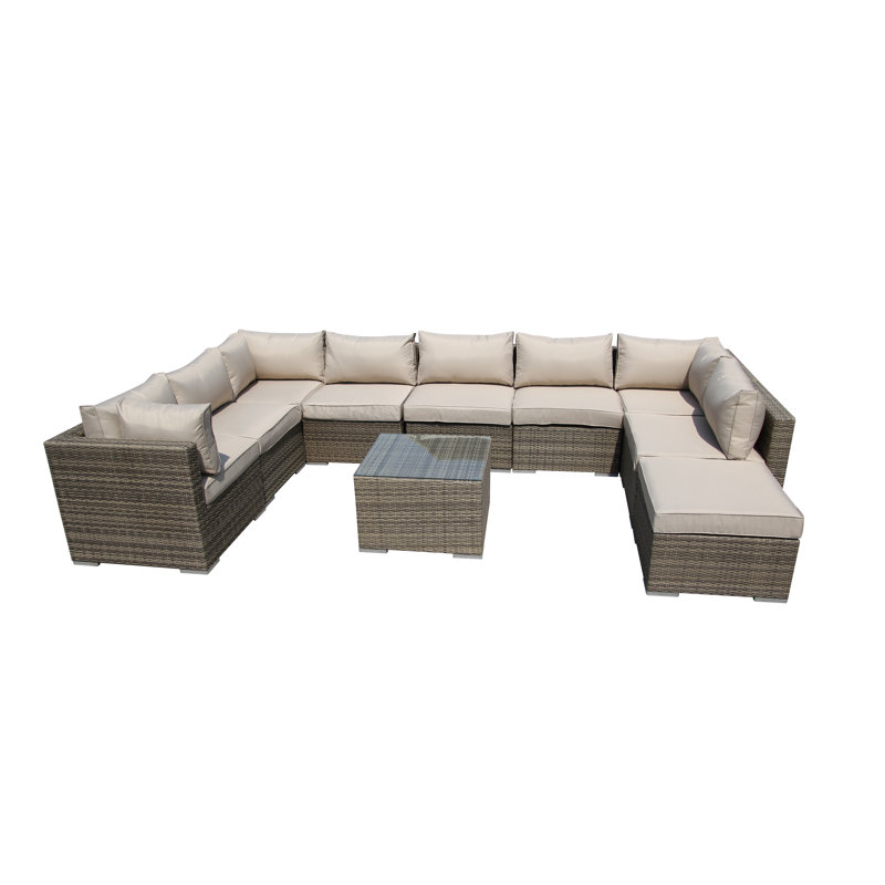 Boukra 9 Seater Rattan Sofa Set, Natural