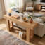 Console de 63 po de largeur, canapé de style campagnard, table d'entrée étroite à grain de bois chaud-132680170-132680168-132680166