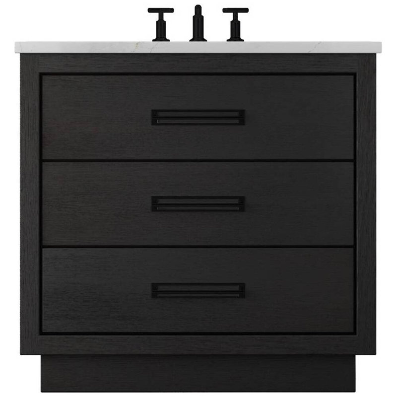 Avalon Three-Drawer Single Bath Vanity, 30", Classic Black, Matte Black