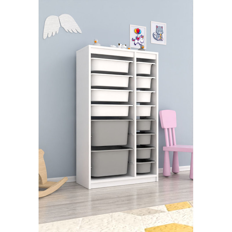 Armoire polyvalente moderne | 100% panneau de particules enduit de mélamine, épaisseur: 0,7 pouce | Comprend de nombreuses tablettes, des pieds en plastique et une conception murale | Parfait pour le bureau à domicile, le salon ou les solutions de rang