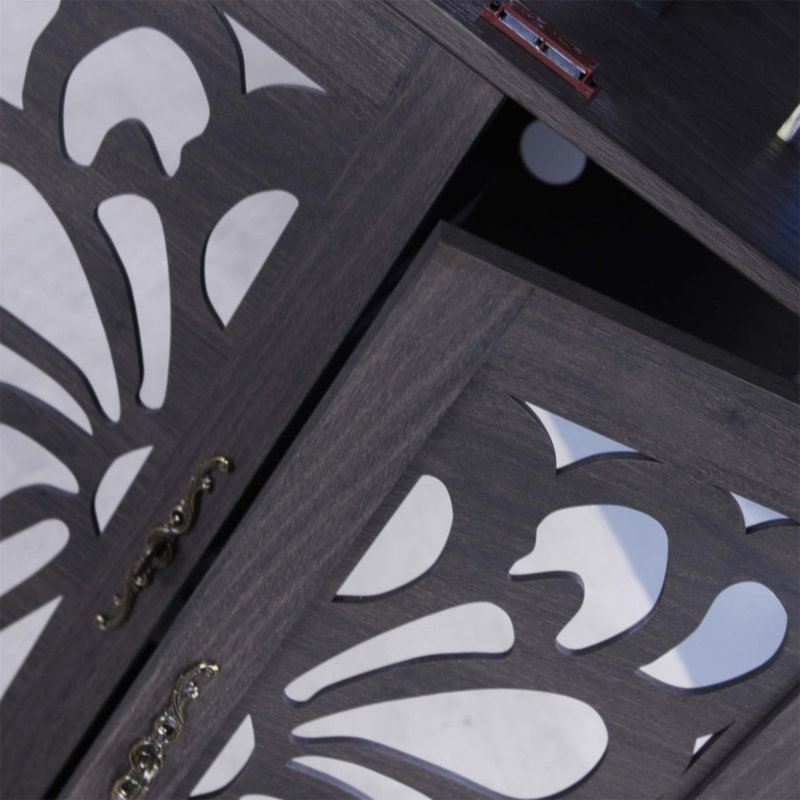 Buffet en acrylique à 4 portes avec tablettes réglables et armoire de rangement durable en panneau de fibres à densité moyenne pour une utilisation polyvalente à la maison