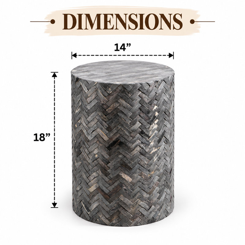Side Table | Bone Inlay End Table with D-Mate Pattern |18"