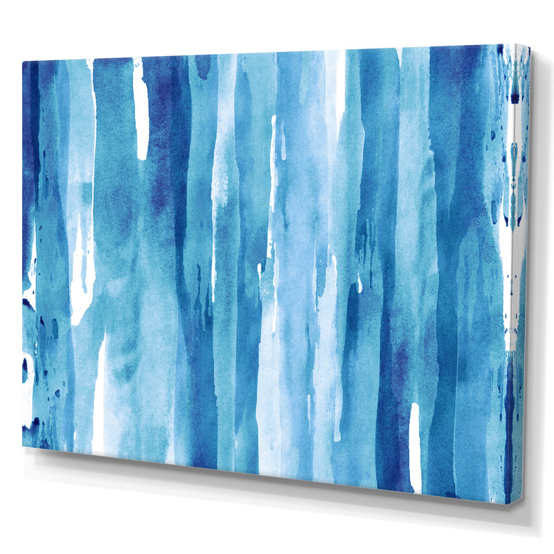 «Bright Blue Abstrart Stripes», reproduction sur toile flottante, H 8 po x l 12 po x P 1 po, Toile tendue