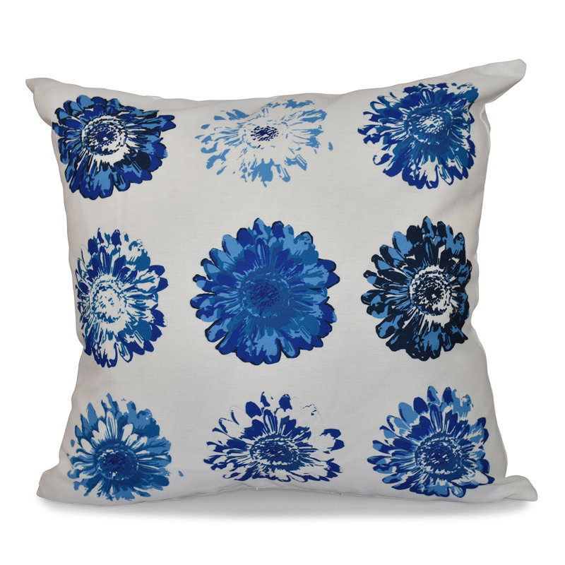 Housse de coussin d’extérieur carrée florale, 20 po x 20 po, Bleu