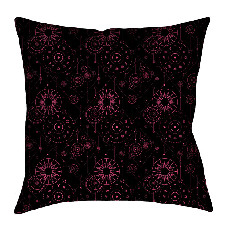 Coussin Katelyn Elizabeth, 14 po x 14 po, Polyester, Noir / Rose
