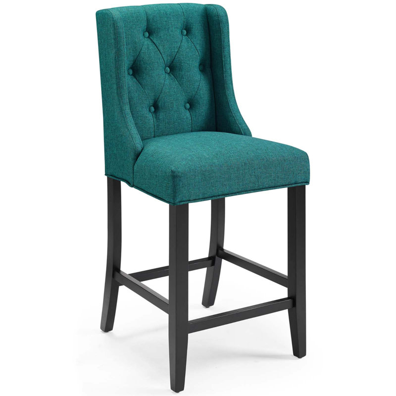 Tabouret capitonné en tissu Baronet, Tabouret de comptoir (hauteur de 26,5 po), 1, Bleu sarcelle