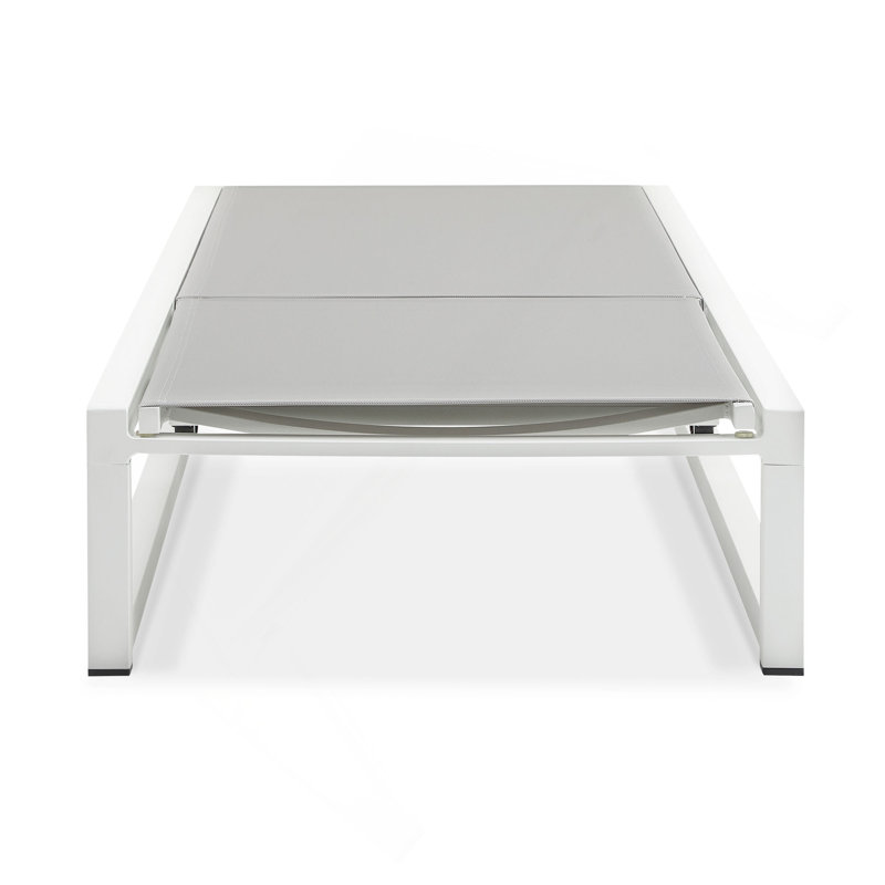 Chaise longue d'extérieur réglable à 5 niveaux 2 pièces, structure en aluminium durable et filet en textilène, parfaite pour le patio / la piscine