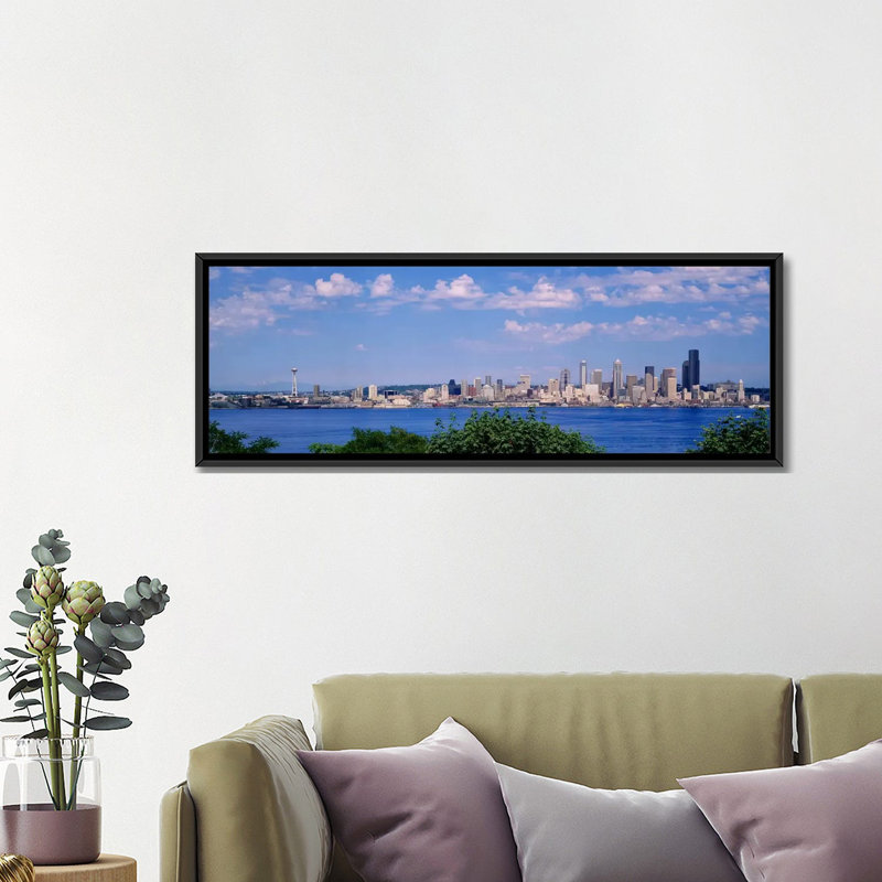 Puget Sound, City Skyline, Seattle, Washington State - reproduction de photo sur toile tendue, H 20 po x l 60 po x P 1,5 po