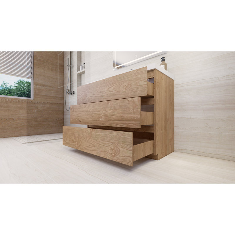 Ensemble de meuble-lavabo simple 42 po Ayele, Chêne de la Nouvelle-Angleterre
