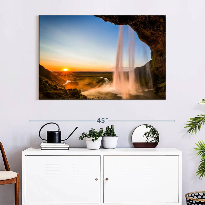 Alvord Sunset At Seljalandsfoss Waterfall, 26" H x 39" W