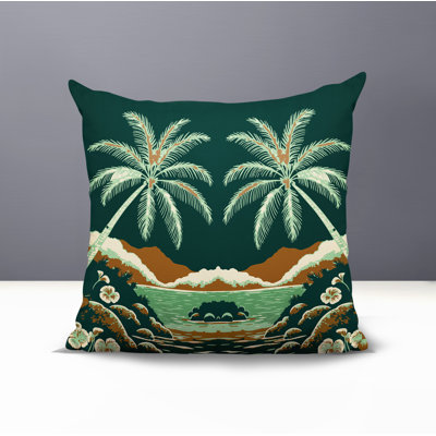 Groove Palm Reversible Indoor/Outdoor Square Pillow