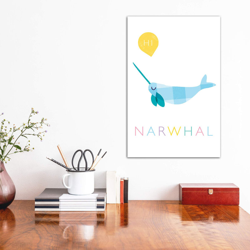 Narwhal - impression d'art graphique, Toile tendue, H 48 po x l 32 po x P 1,5 po, Pas de tapis
