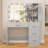 Makeup Vanity With Lighted Mirror Christmas Gifts, Vanity Desk With 4 Drawers And Open Shelves For Bedroom, Black-23439776