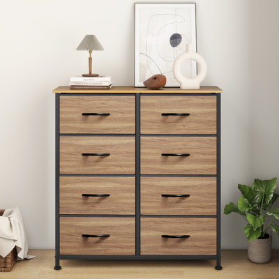 Kathiria 8 Drawer 33.7''W Double Fabric Dresser with Wood Grain Prints