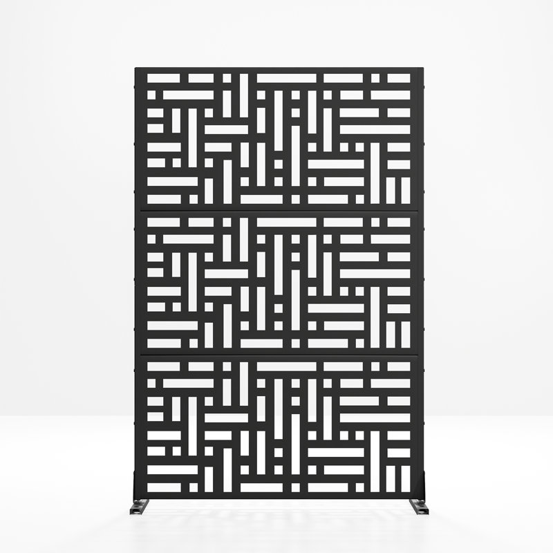6 ft. H x 4 ft. W Metal Privacy Screen Panel Pattern, Black