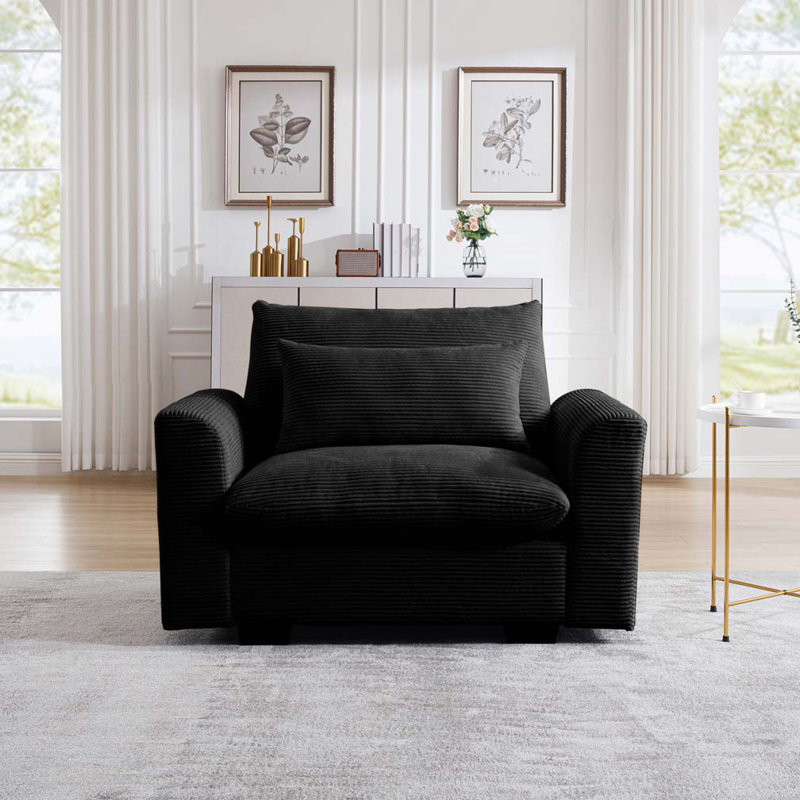 Fauteuil en velours côtelé, Noir