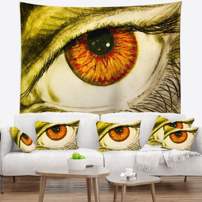 Œil avec tapisserie élève orange, H 50 po x l 60 po