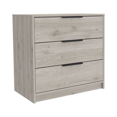 28" Light Gray Wood Three Drawer Dresser