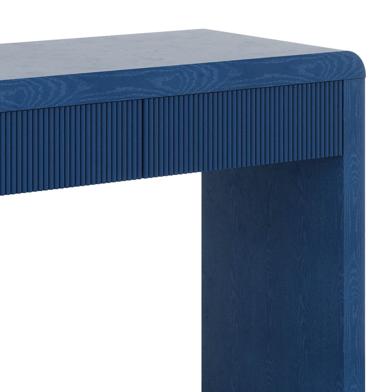 Console rustique avec façade de tiroir cannelée, table d'entrée, Marine