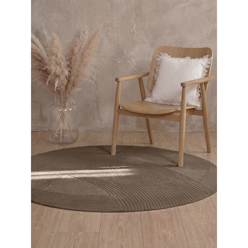 Wool Hand Tufted Area Rug, Brown, Round 160 cm