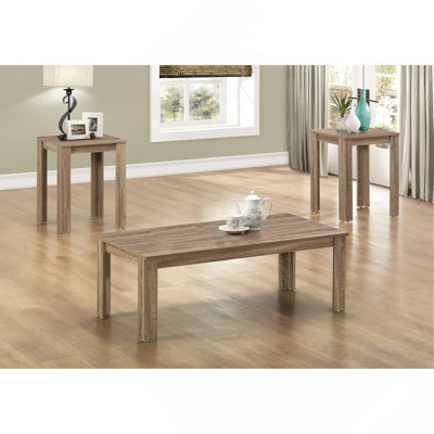 Ensemble de table, ensemble 3 pièces, café, bout, côté, accent, salon, stratifié brun, transitionnel