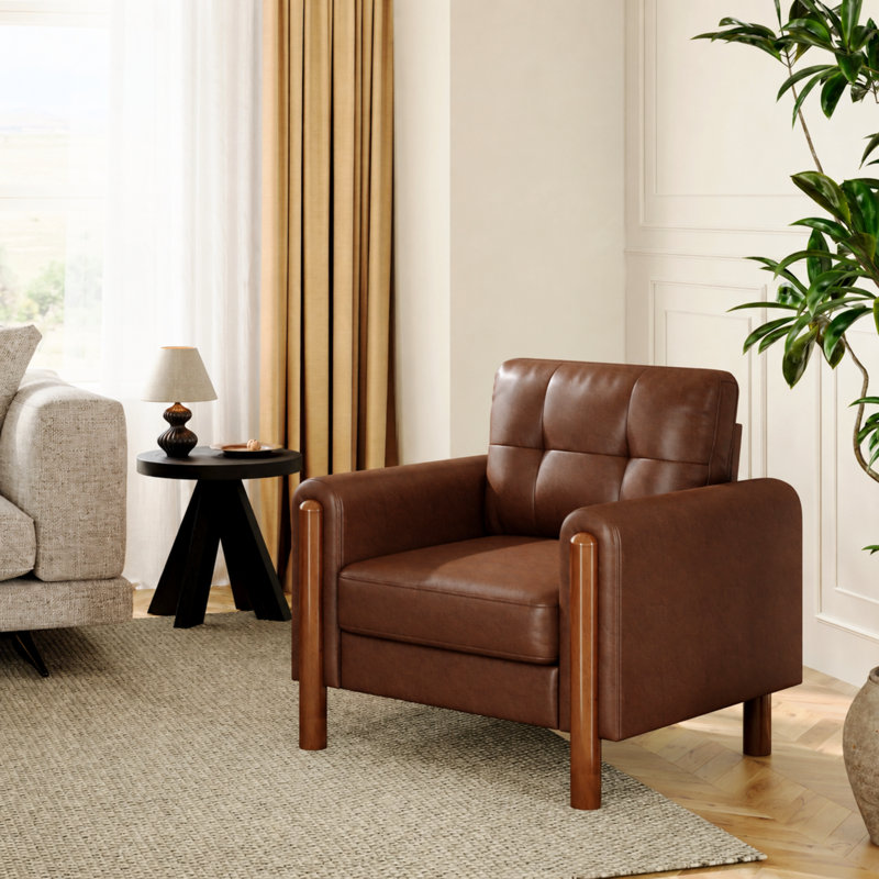 Fauteuil 35 po Mid-Century, Brown
