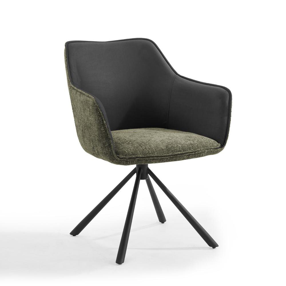Brendolyn Set of 2 Beige/Grey Fabric Swivel Dining Chairs