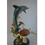 Dolphin With Three Turtles Bronze Statue Fountain - Size: 23"L X 22"W X 35"H.