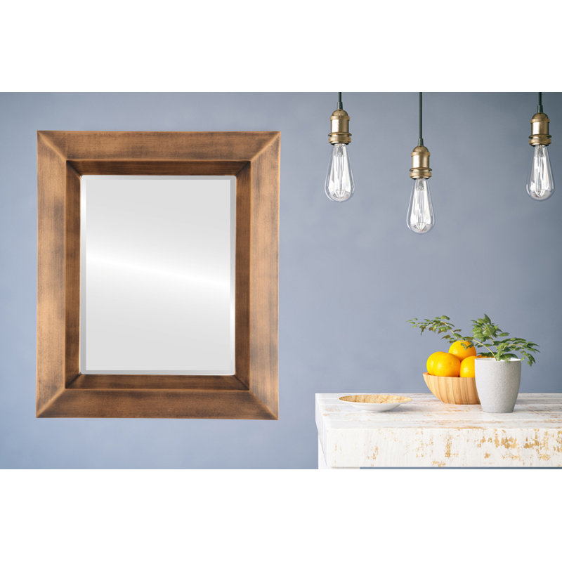 Royalton Wood Flat Wall Mirror, Matte Black, 21" H x 17" W