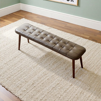 Rustic Oak & Genuine Leather Storage Bench | Dining | Bed End | Entryway Seating