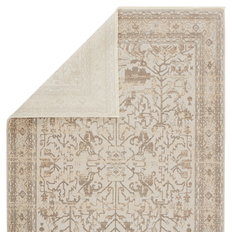 Tapis oriental crème / gris clair Cupertino, Tapis de couloir 2 pi 6 po x 12 pi