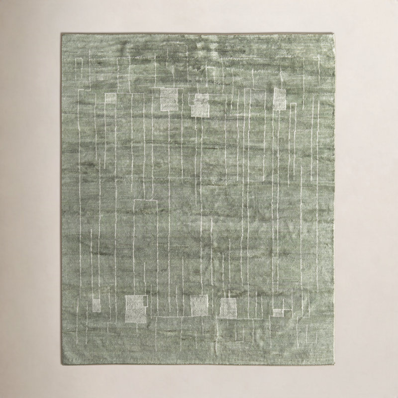 Agape Modern Abstract Green Area Rug, Rectangle 7'9" x 9'9"