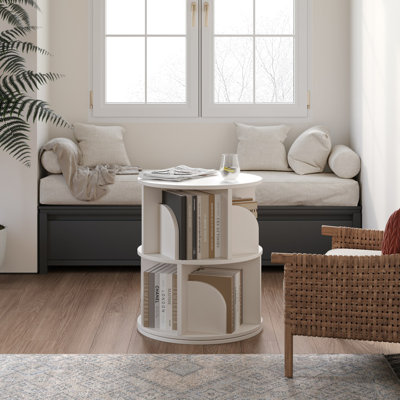 Rotating Bookshelf, 2 Tier Small Bookcase Corner Shelves Display Storage Tower Space-saving Revolving For Small Space by George Oliver