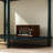 Wooden console Table with Sliding Rattan Door and buttom shelf-1634353687
