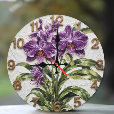 Horloge avec orchidées mauves