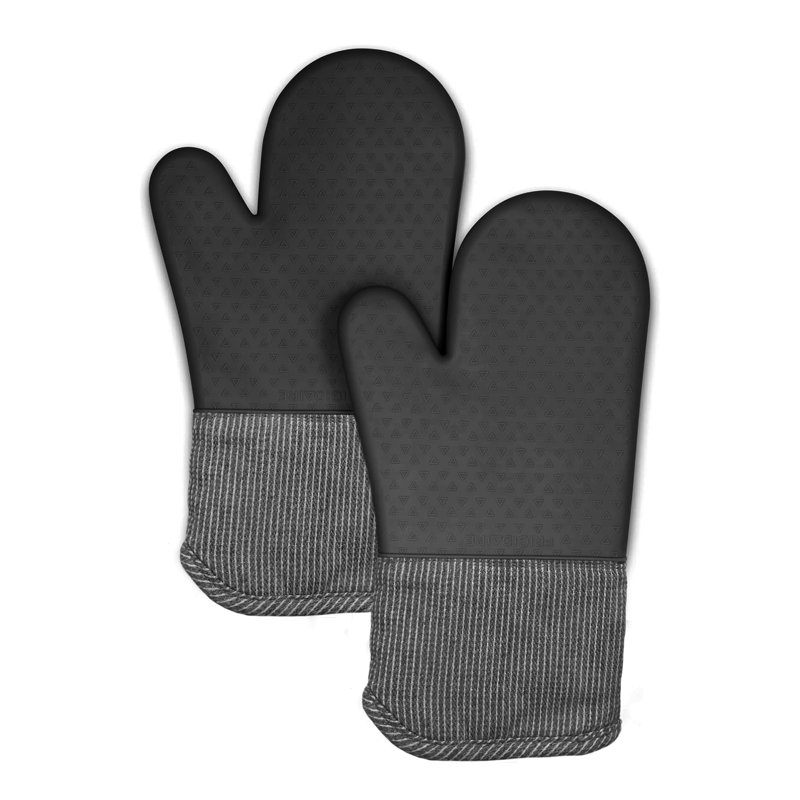 Mini-gants de cuisine avec doublure matelassée et épaisse résistante à la chaleur, Noir
