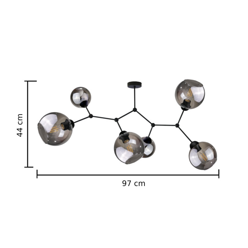 Geri Glass Semi Flush Mount, Grey